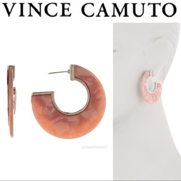 Vince Camuto Pink Resin Post Hoop Earrings - Picture 1 of 2